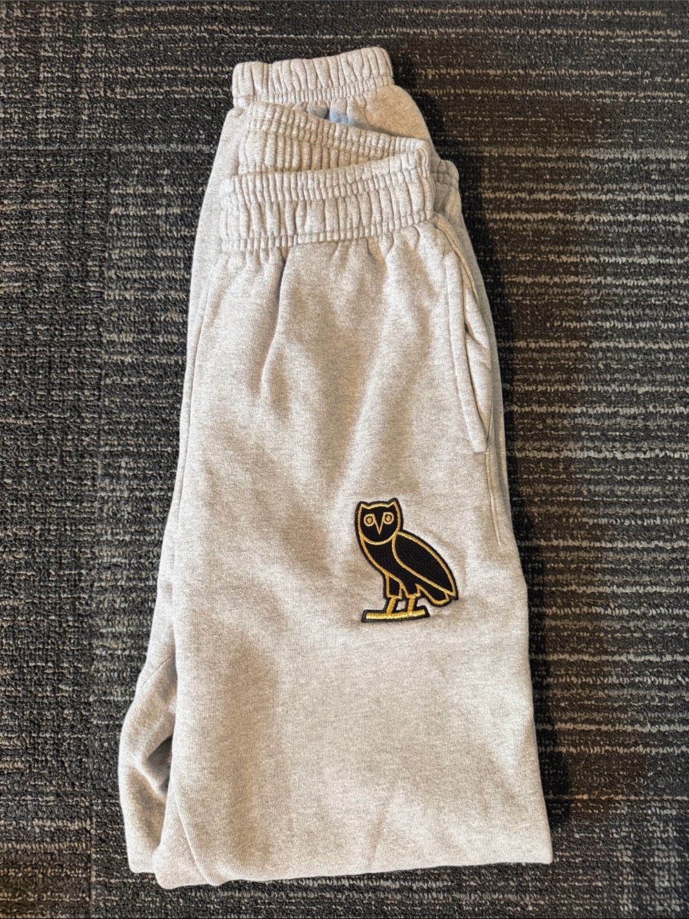 OVO Light Gray Sweat Joggers with Owl Emblem